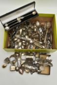 A BOX OF ASSORTED CUTLERY, to include continental pieces of cutlery, Danish, German, Afghanistan
