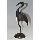 A BRONZE FLAMINGO FIGURE, approx. height 27cm (1) (Condition Report: damage to beak and neck)