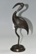 A BRONZE FLAMINGO FIGURE, approx. height 27cm (1) (Condition Report: damage to beak and neck)