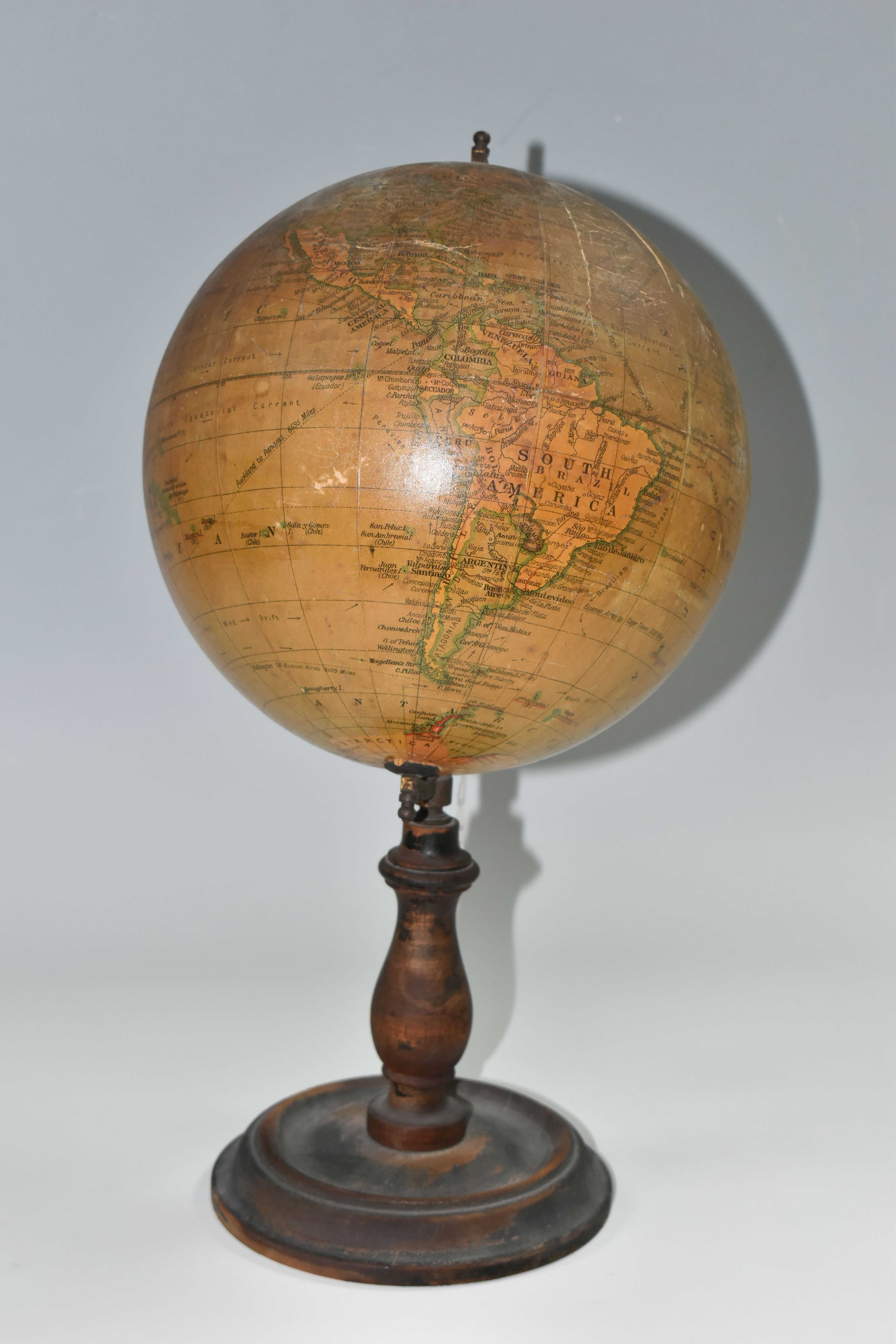 A SMALL 'GEOGRAPHIA' DESK TOP GLOBE, 8 inch terrestrial globe, on an ebonised wooden stand, height - Image 4 of 7