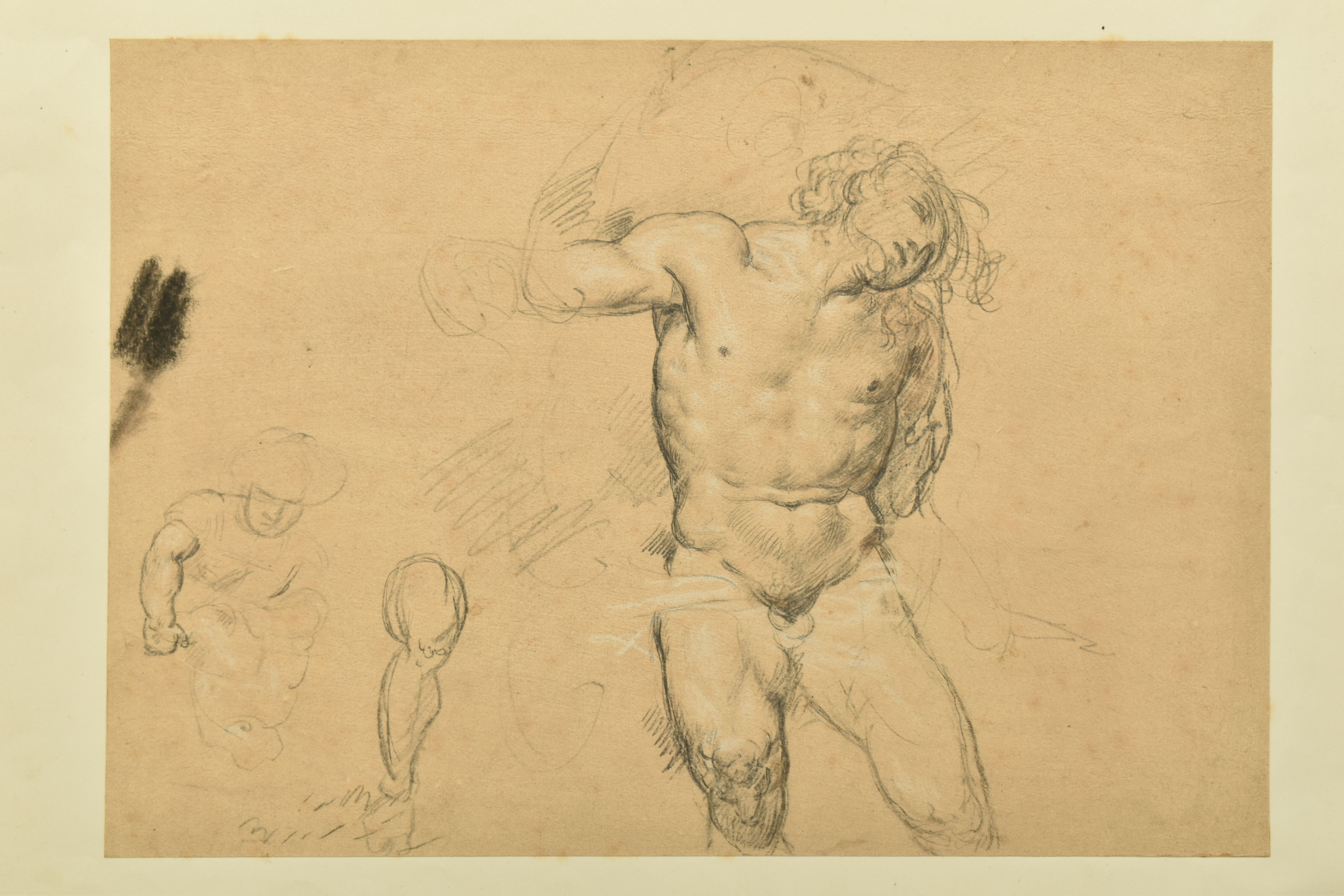 CIRCLE OF ROBERT SURTEES ( 1737-1802) A NUDE MALE FIGURE STUDY, the male is seated and is holding - Image 8 of 12