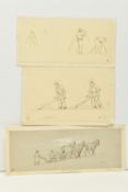 EDWARD DUNCAN (1803-1882) THREE FARMING THEMED SKETCHES, comprising a ploughing scene with heavy