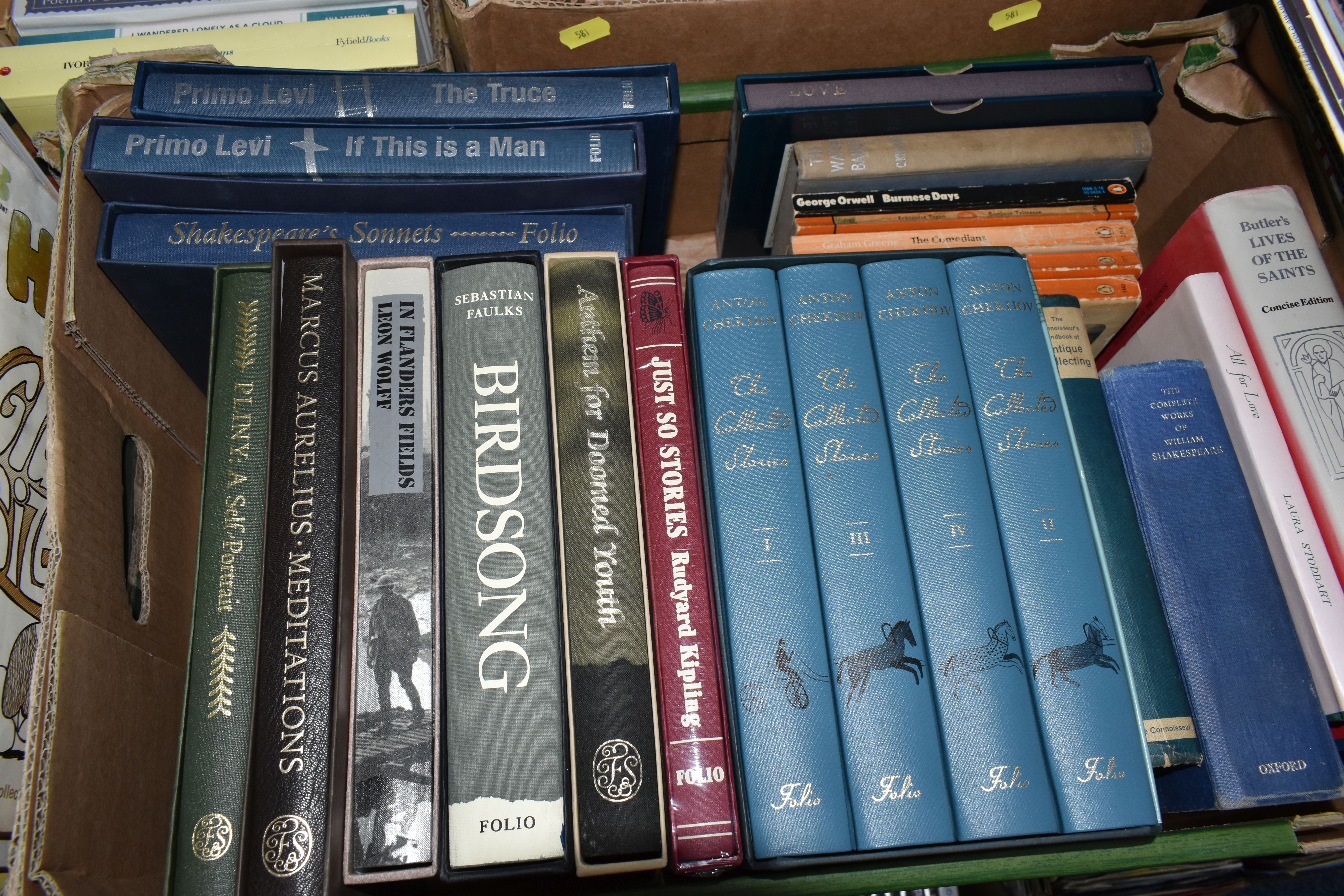 FIVE BOXES OF ASSORTED BOOKS, to include Folio Society titles, authors include Primo Levi, Pliny, - Image 2 of 6