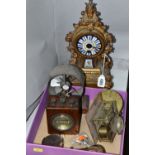 A BOX OF GAUGES, CLOCK PARTS AND SILVER ETC, comprising a White of Glasgow Victorian pocket