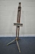 A 19TH CENTURY MAHOGANY FOLDING ARTIST EASEL (condition report: historical paint splashes)