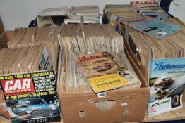 FIVE BOXES OF MAGAZINES containing a miscellaneous collection of mid 20th century Motoring