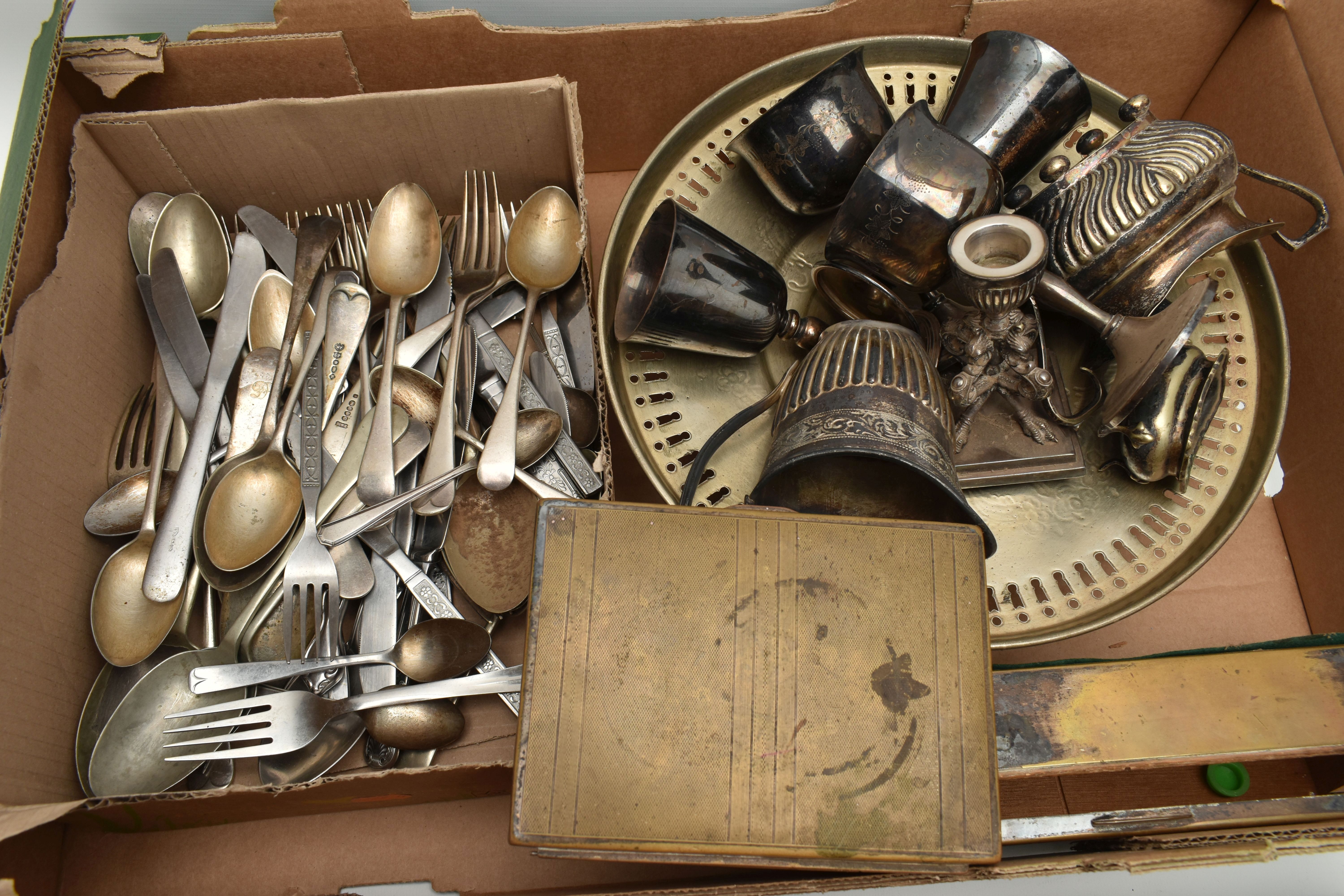 A BOX OF ASSORTED ITEMS, to include a cased 'Prima' barbeque kit, a selection of white metal table - Image 4 of 4