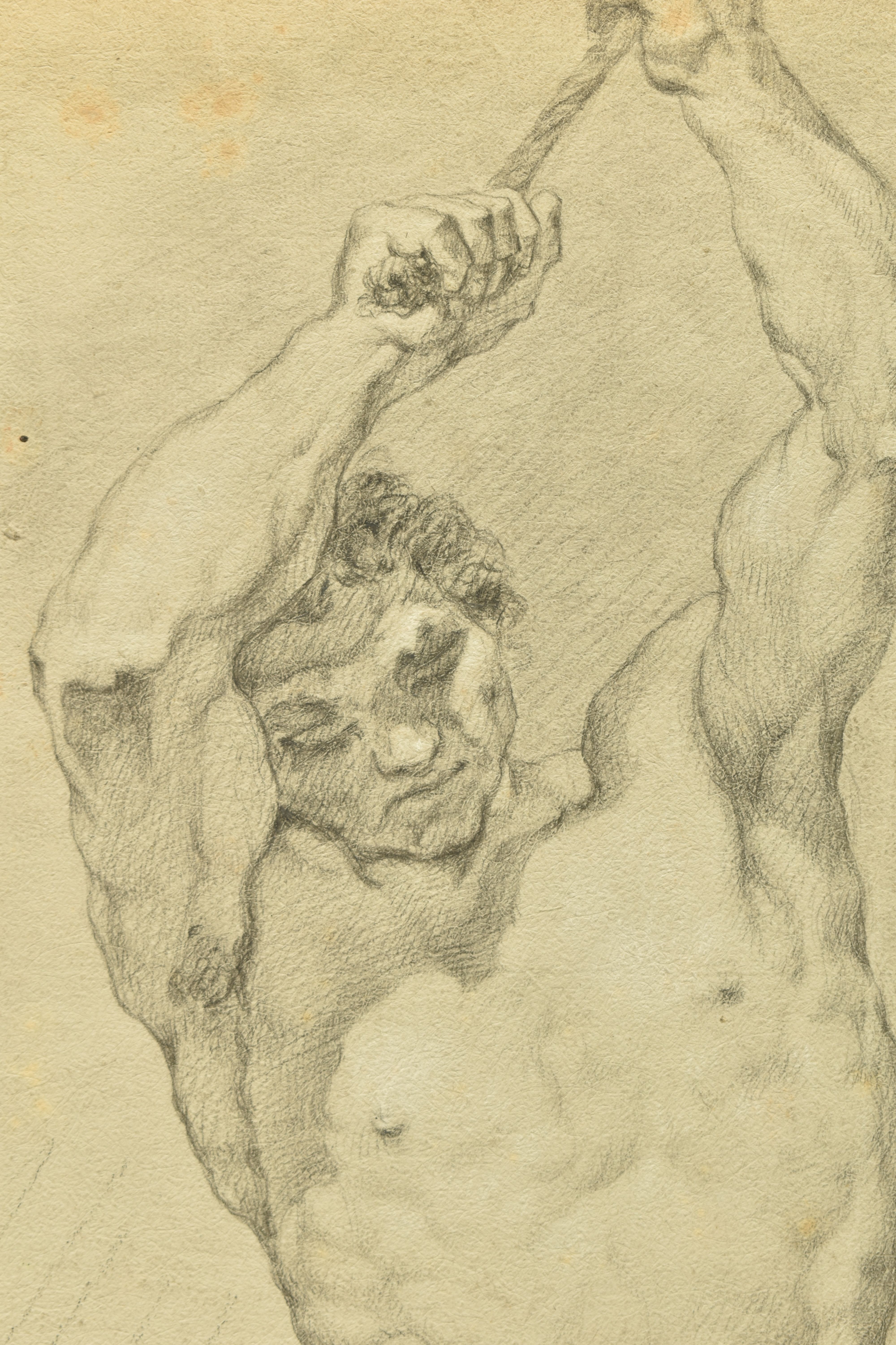 CIRCLE OF ROBERT SURTEES ( 1737-1802) A NUDE MALE FIGURE STUDY, the male is seated and is holding - Image 3 of 12