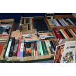 SIX BOXES OF BOOKS containing approximately 180 miscellaneous titles in hardback and paperback