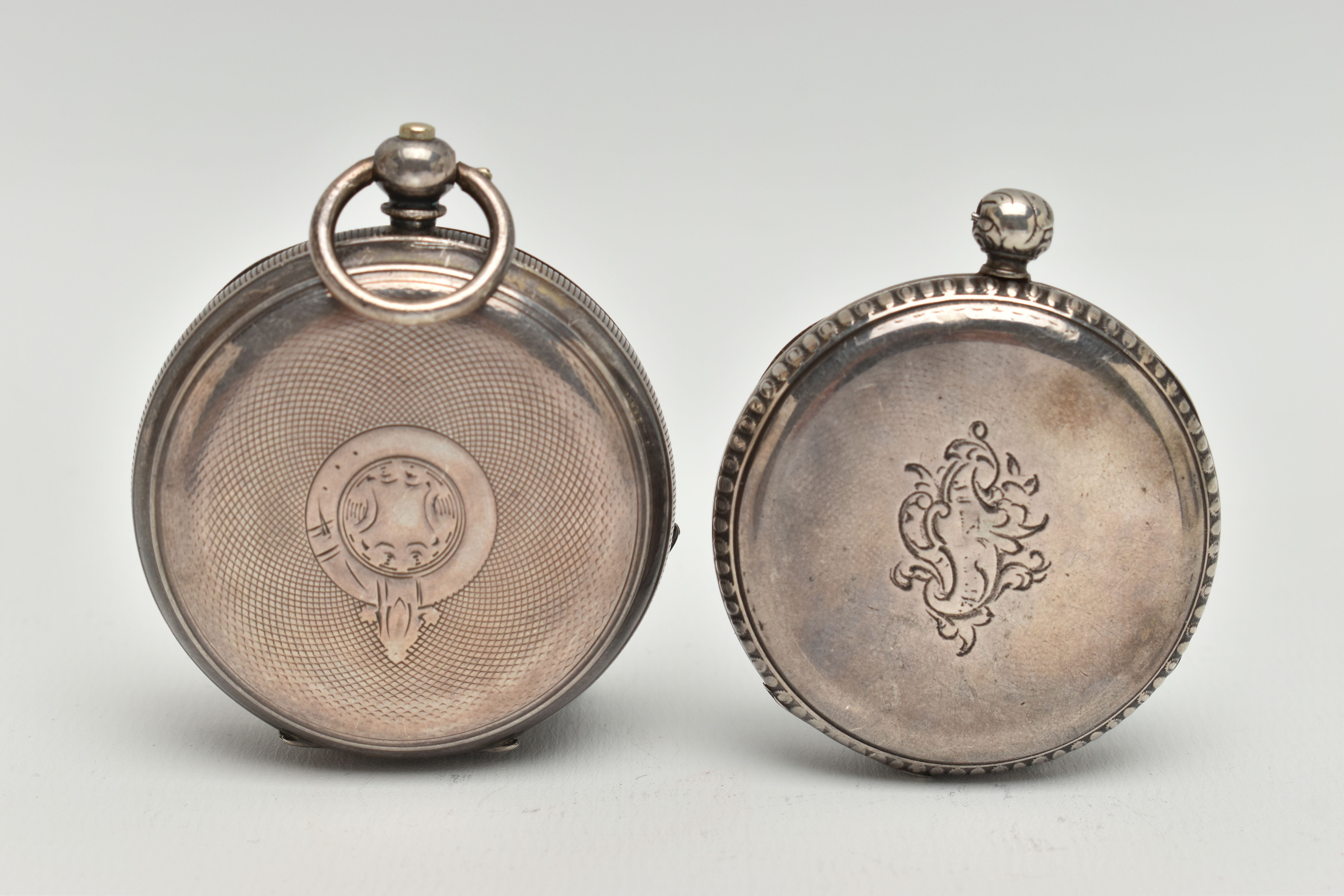 TWO OPEN FACE POCKET WATCHES, the first an AF white metal, open face pocket watch, (missing glass - Image 2 of 6