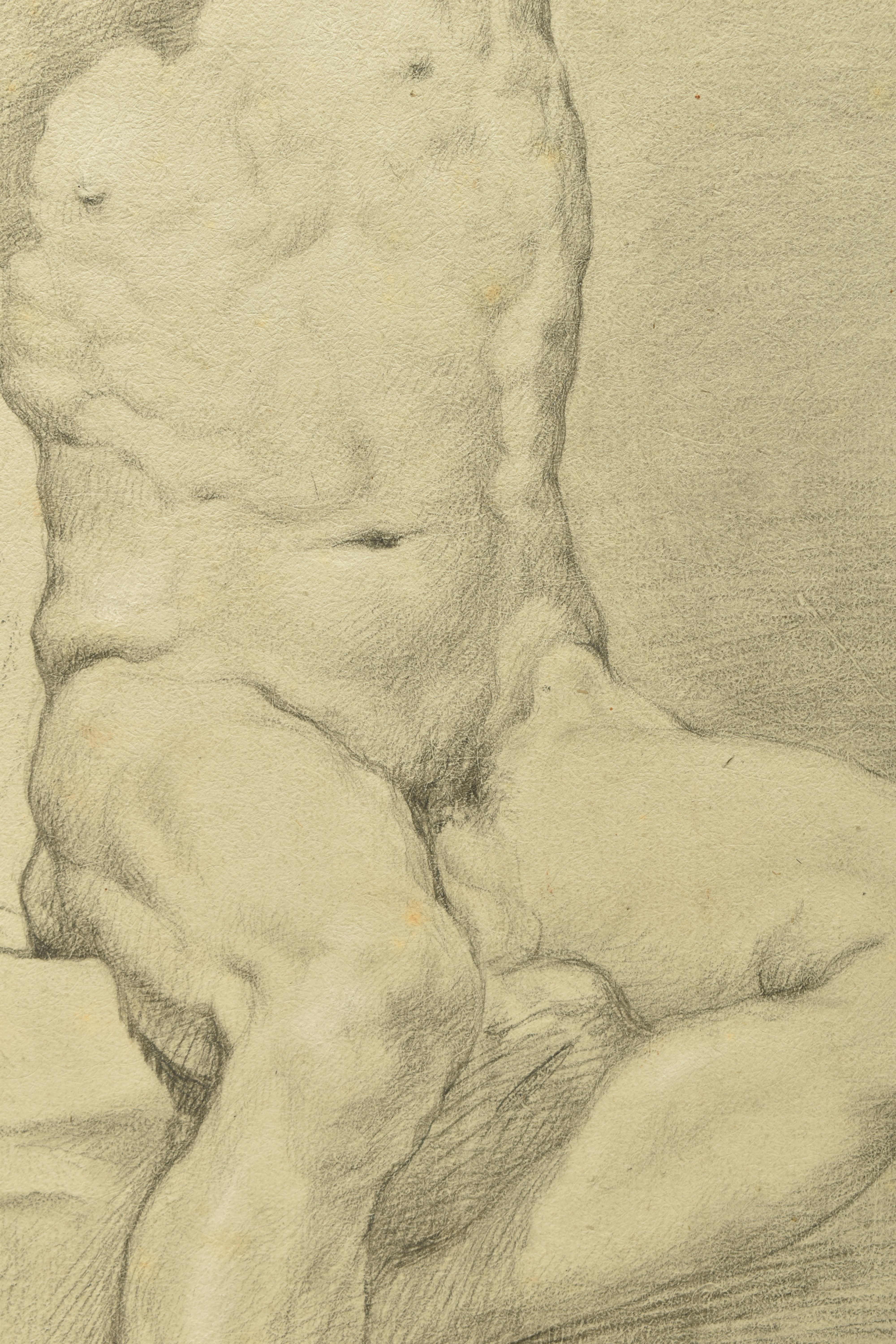 CIRCLE OF ROBERT SURTEES ( 1737-1802) A NUDE MALE FIGURE STUDY, the male is seated and is holding - Image 4 of 12