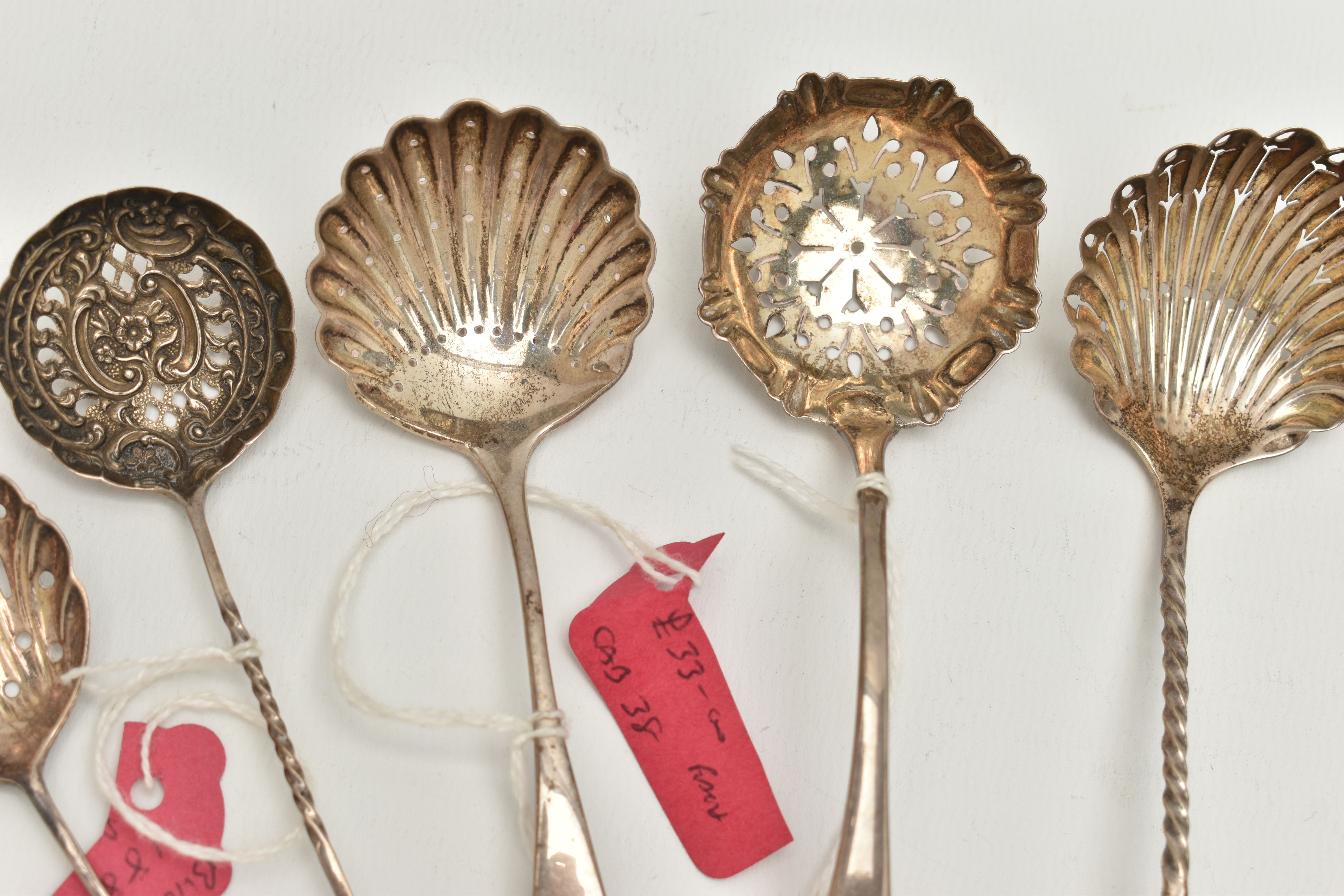 THREE SILVER CADDY SPOONS AND SIX SIFTER SPOONS, to include a 'George Unite' caddy spoon, hallmarked - Image 3 of 6