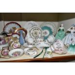 A GROUP OF CERAMICS, to include four Coalport figurines: Ladies of Fashion - Christina and