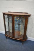 A WALNUT TWO DOOR CHINA CABINET, 101cm x depth 38cm x height 116cm (condition report: aged wear