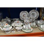 GROUP OF COPELAND SPODE 'CHINESE ROSE' PATTERN DINNERWARE, comprising teapot, coffee pot, three