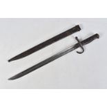 A TWENTIETH CENTURY JAPANESE BAYONET, this comes in its metal scabbard, the blade only has the