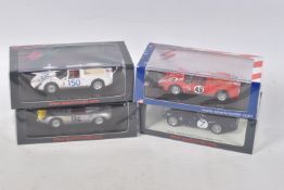 FOUR BOXED SPARK MODELS MINIMAX 1960'S RACECARS, to include a Porsche 718 RS61 Targa Florio 1961 ,