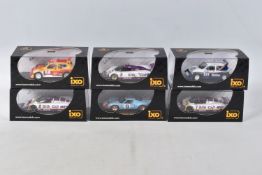 SIX BOXED IXO MODEL CARS, to include a Ford GT 40, 1:43 scale, No. 9, winner Le Mans 1968, P
