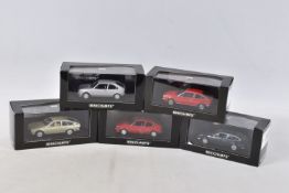 FIVE BOXED ALFA ROMEO MODEL MINICHAMPS COLLECTORS CARS, all 1:43 scale, to include an Alfa Romeo