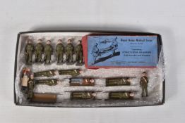 A QUANTITY OF ASSORTED BRITAINS STRETCHER BEARERS, STRETCHERS AND CASUALTIES ETC., to include