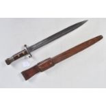 A VICTORIAN 1888 PATTERN BAYONET AND SCABBARD, some markings are rubbed but there is a VR under a