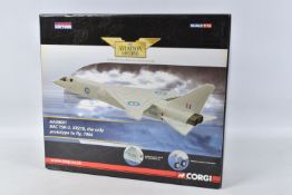 A BOXED CORGI BAC TSR-2 XR219 MODEL PLANE SCALE 1:72 numbered AA38601, painted white/grey with the