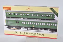 A BOXED HORNBY OO GAUGE MODEL TRAIN PACK, British Railways 2-HAL, driving motor brake (powdered) and