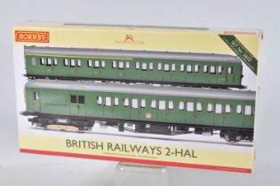 A BOXED HORNBY OO GAUGE MODEL TRAIN PACK, British Railways 2-HAL, driving motor brake (powdered) and