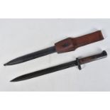 AN ERSATZ TGF E95 BAYONET AND SCABBARD, the blade is unmarked and tgf is stamped on the end of the
