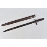 A WWII 1913 PATTERN REMINGTON BAYONET AND SCABBARD, the blade has the round Remington stamp and