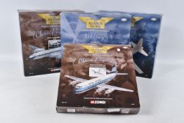 FOUR BOXED CORGI CLASSICS AVIATION ARCHIVE MODELS, all 1/144 scale Classic Propliners Vickers