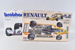 TWO BOXED UNBUILT TAMIYA MODEL RACECARS, to include a Renault RE 20 Turbo 1:12 scale, kit no.