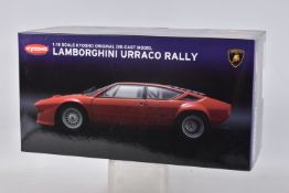 A BOXED KYOSHO 1:18 LAMBORGHINI URRACO RALLY MODEL VEHICLE, numbered 08442R, in red and appears in