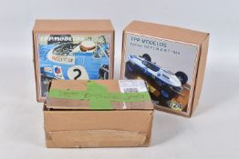 THREE BOXED UNBUILT MODEL CAR KITS , to include a FPP Models Matra MS80 1969, 1:24 scale, Jackie