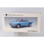 A BOXED AUTOART MODELS LANCIA FULVIA 1.6HF MODEL VEHICLE SCALE 1:18 MODEL VEHICLE, numbered 74702,