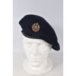 A WWII BRITISH WRAF BERET WITH PERIOD CAP BADGE, it is dated 1945 and the inside label has the broad