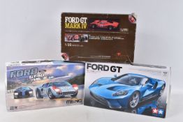 THREE BOXED UNBUILT MODEL RACECAR KITS, to include a Union model Memorial Collection Ford GT Mark IV