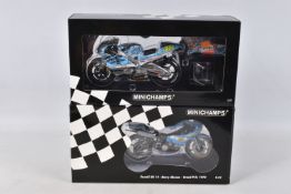 TWO BOXED MINICHAMPS 1:12 SCALE MODEL MOTORCYCLES, the first a Suzuki XR 14 Barry Sheene Grand