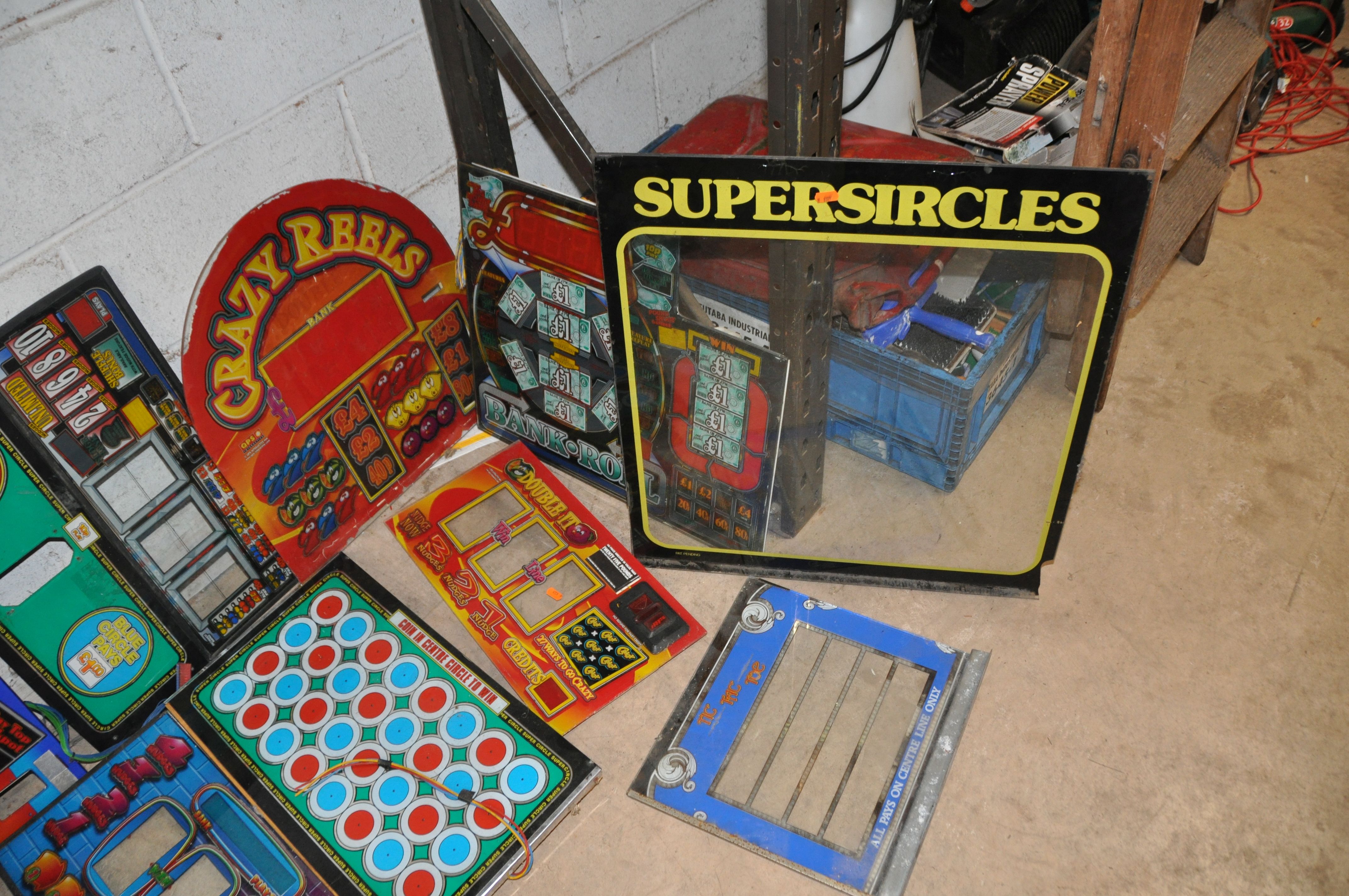 A SELECTION OF VINTAGE AND MORE RECENT FRUIT MACHINE GRAPHICS including glass and plastic panels and - Image 4 of 4