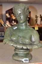 A COMPOSITE GREEN STONE BUST OF CLYTIE, daughter of The Titans Oceanus, height 35.5cm (1) (Condition