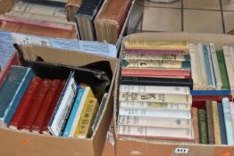 THREE BOXES OF BOOKS containing approximately fifty-five miscellaneous titles, mostly in hardback