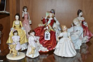 EIGHT ROYAL DOULTON LADY FIGURES AND A COALPORT FIGURE, comprising 'Sugar And Spice' HN4103, '