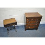 A MAHOGANY CHEST OF TWO SHORT OVER THREE LONG DRAWERS, with a brushing slide, on bracket feet, width