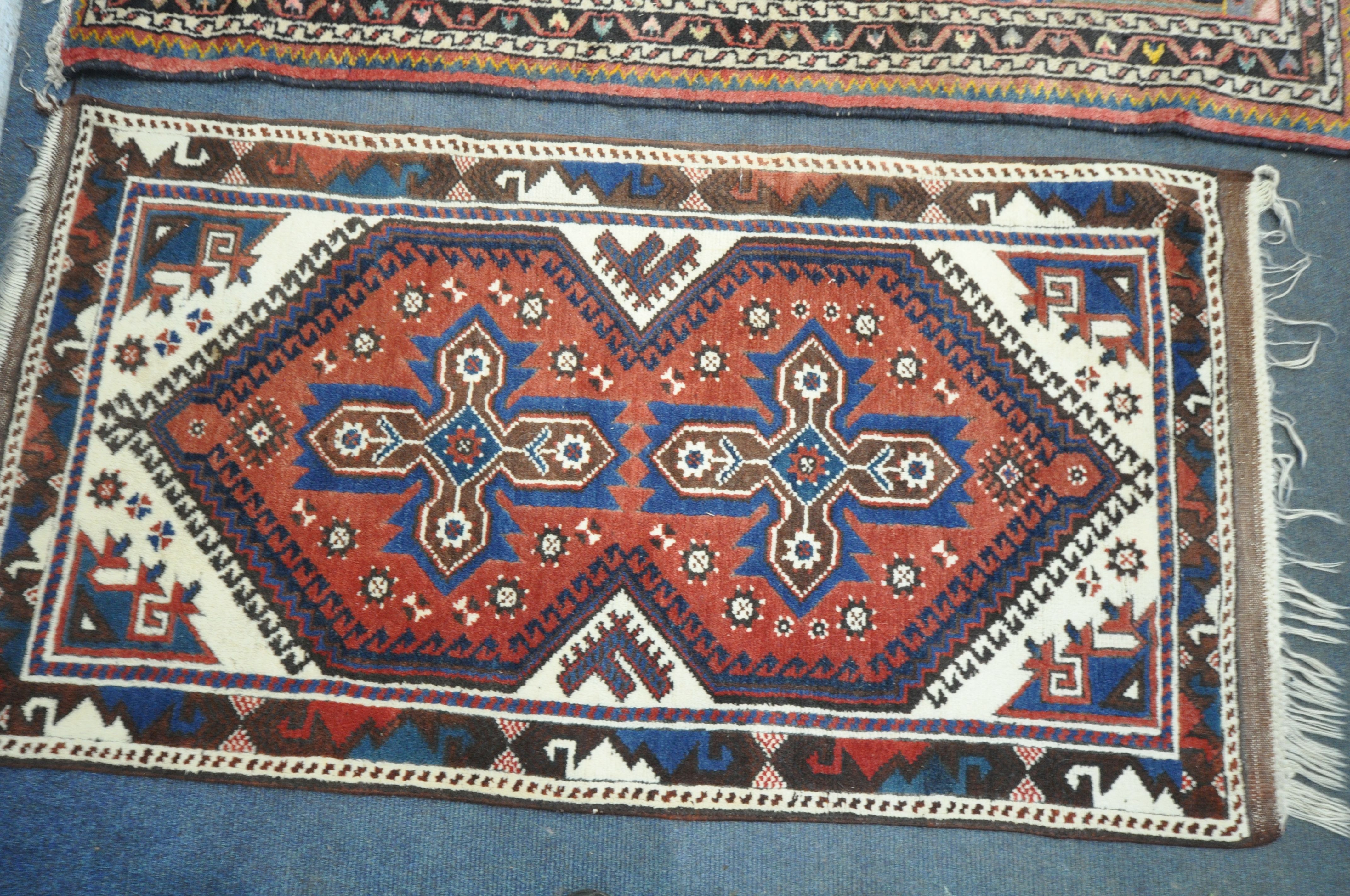 TWO WOOL PERSIAN RUGS, both of similar patterns, largest rug measurements, 155cm x 97cm, along - Image 5 of 6