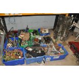 ELEVEN PLASTIC BOXES CONTAINING FRUIT MACHINE PARTS including wiring looms, lighting looms, handles,