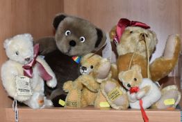 FOUR MERRYTHOUGHT TEDDY BEARS, comprising Isabel no 730/2500, fully jointed with golden mohair,