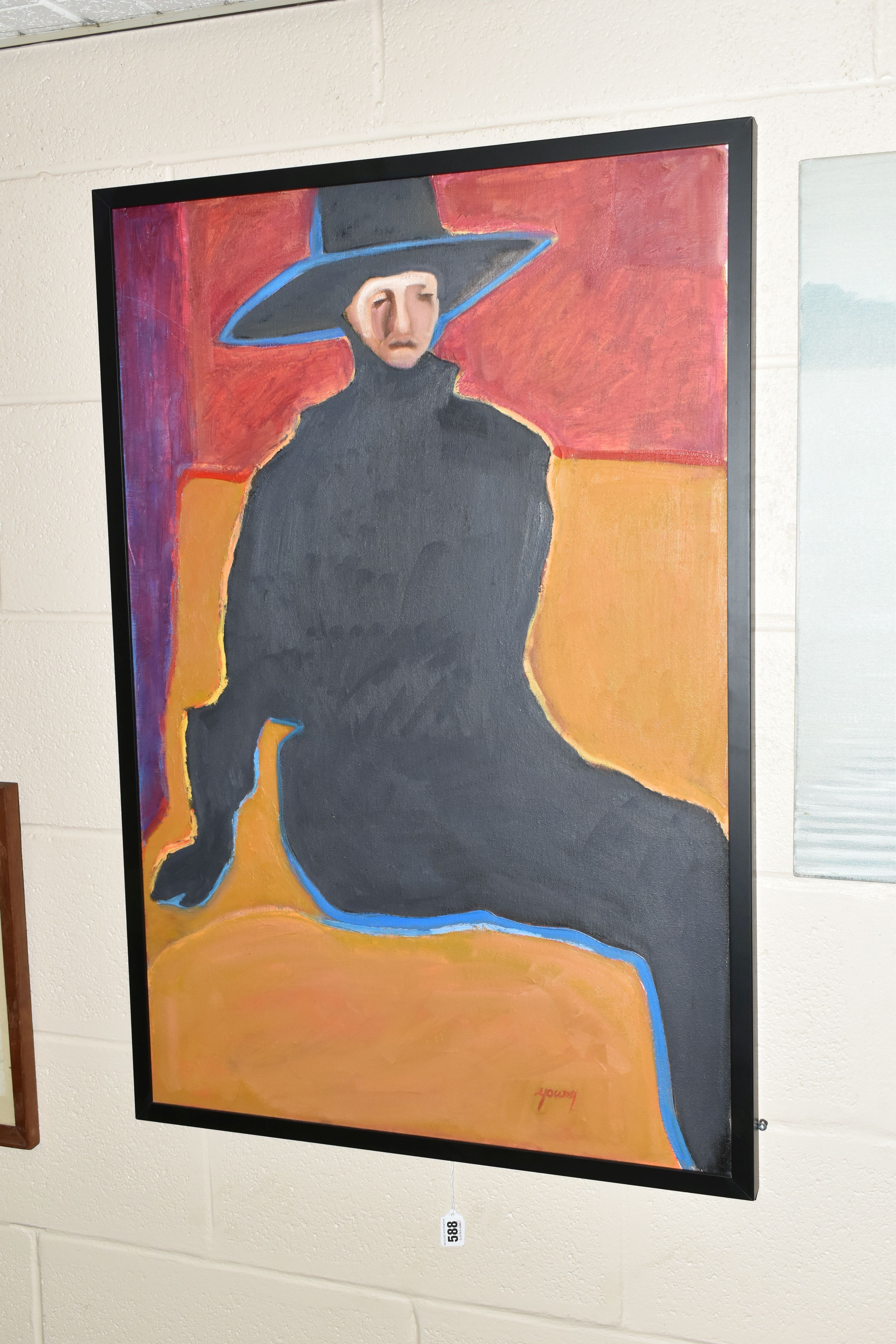 LAURENCE YOUNG (AMERICAN 20TH CENTURY) 'GRAND OLD LADY', a stylised full length depiction of a - Image 4 of 5