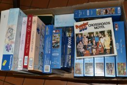 A QUANTITY OF ASSORTED BOXED JIGSAW PUZZLES, assorted modern puzzles by Gibsons, Ravensburger,