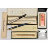 AN ASSORTMENT OF ITEMS, to include a rolled gold 'Lifelong' pencil, a 'Conway Stewart' pencil, a '