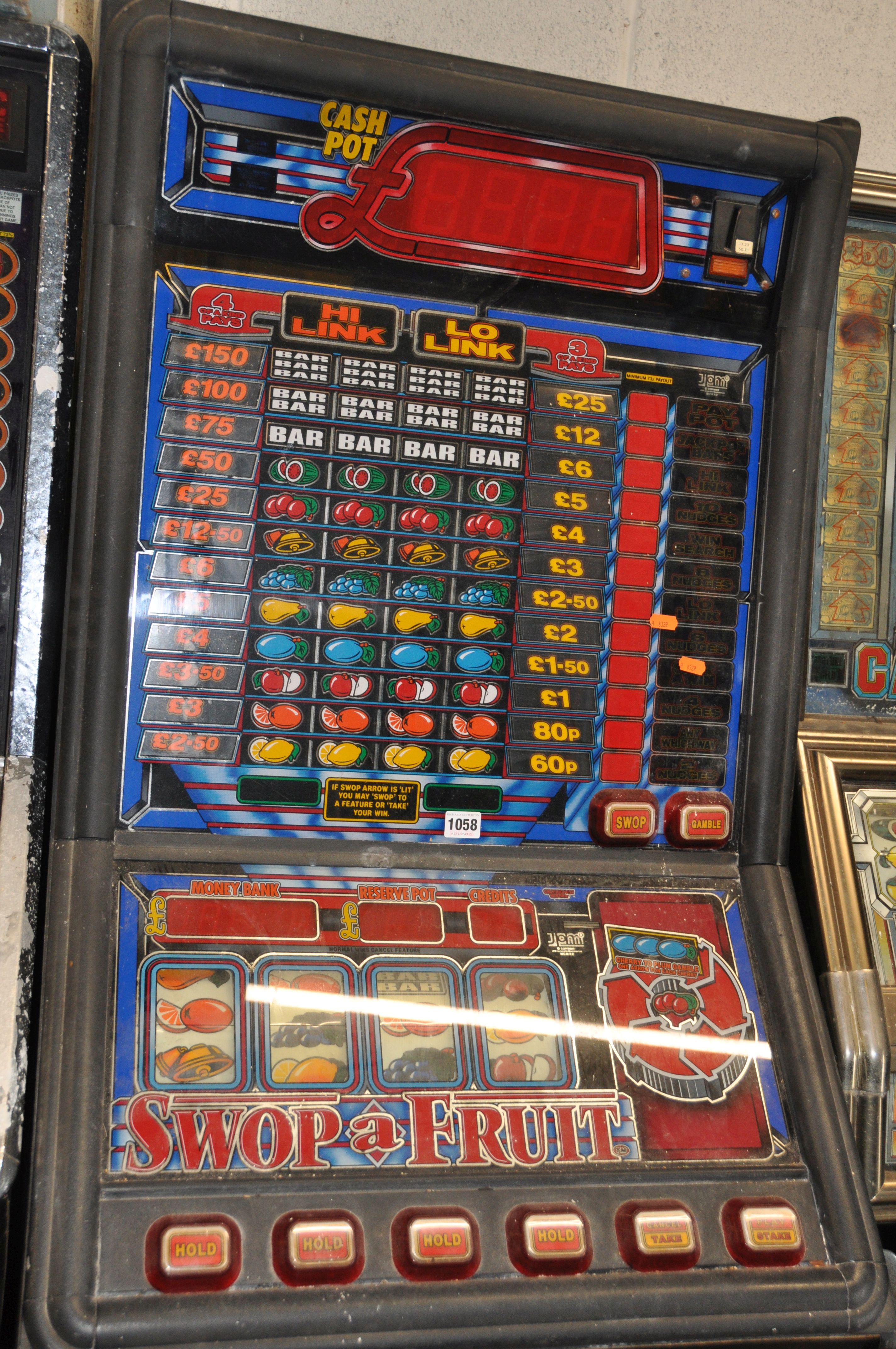 A JPM SLOT MACHINE with 'Swop a Fruit' graphics and mechanism (untested and maybe incomplete - Image 2 of 2